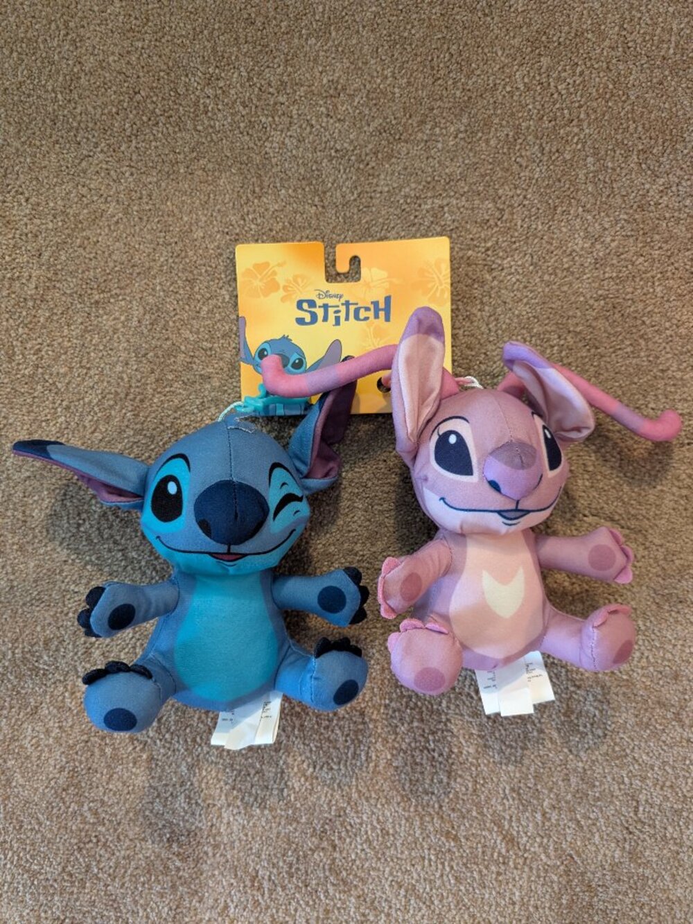 NWT 2 piece Stitch and Angel keychain stuffie plushie